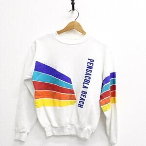 Vintage Pensacola Beach Florida Rainbow Sweatshirt Medium